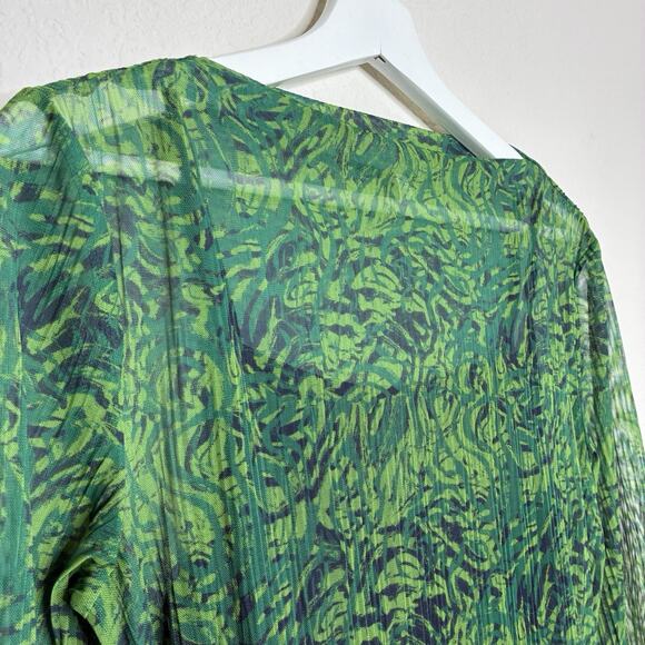 & Other Stories Long Sleeve Pleated Mesh Green Midi Dress S - Picture 3 of 13